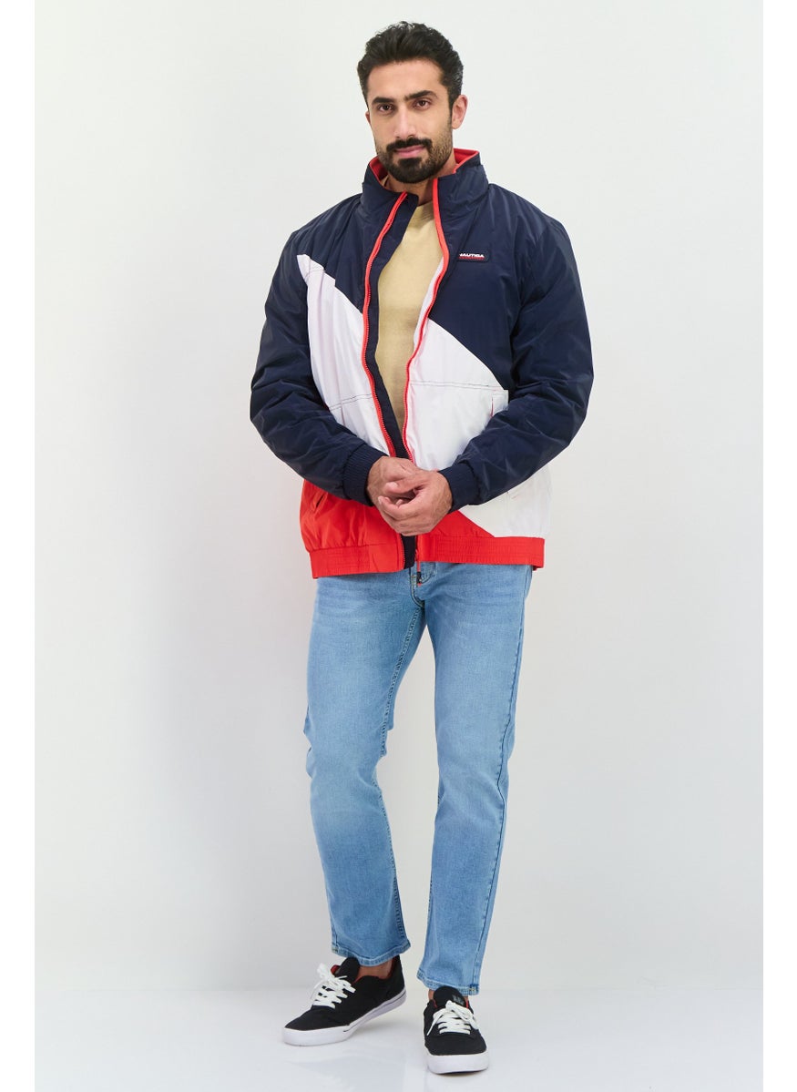 NAUTICA Men Colorblock Wind Breaker Jacket, Navy Combo  - Image 4