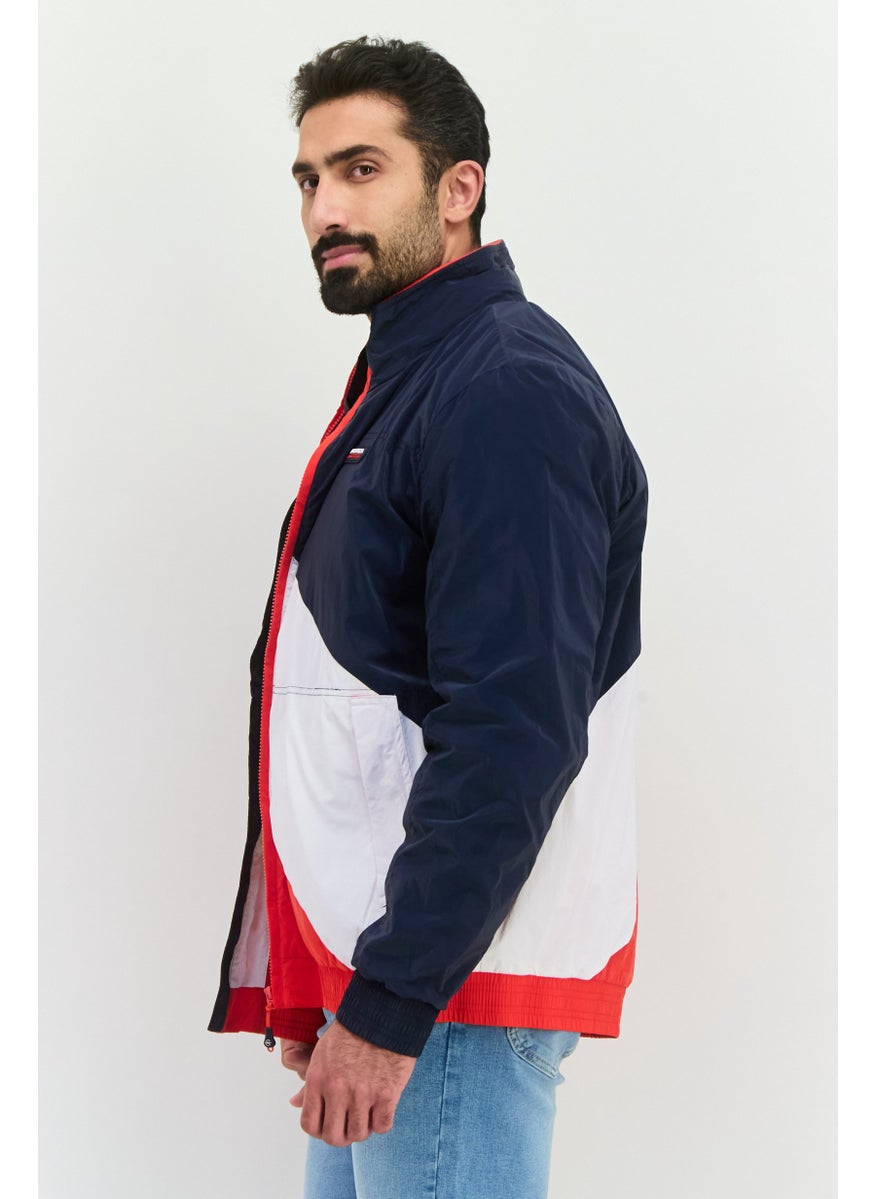 NAUTICA Men Colorblock Wind Breaker Jacket, Navy Combo  - Image 2