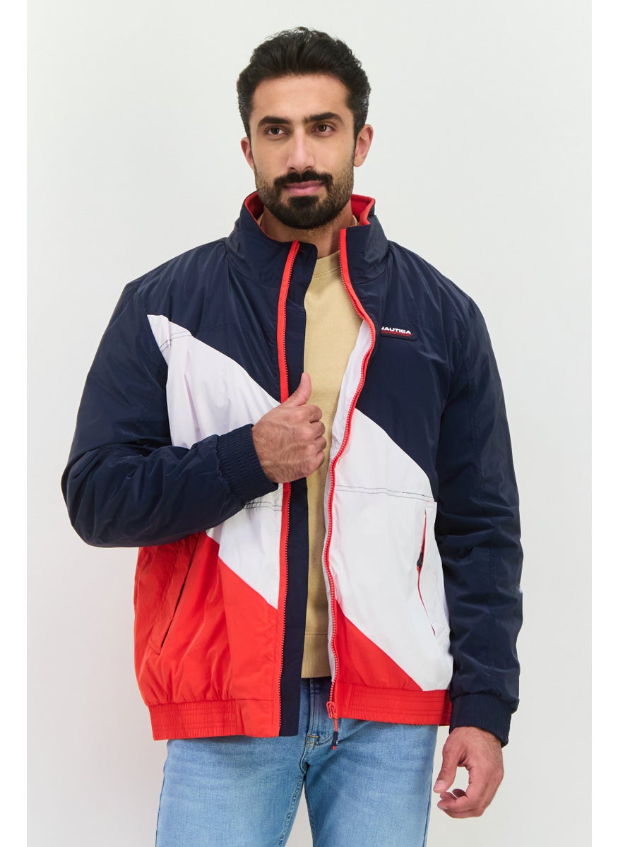 NAUTICA Men Colorblock Wind Breaker Jacket, Navy Combo  - Image 1