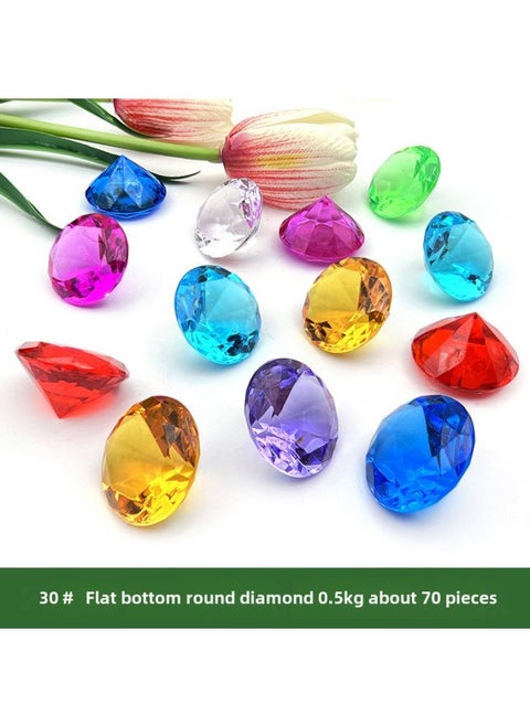 Plastic Gem Color Crystal Diamond Handbag Colorful Princess Play House Game Archaeological Digging Gem Game Toy-Color:30#Flat Bottom Round Diamonds (half A Pound)