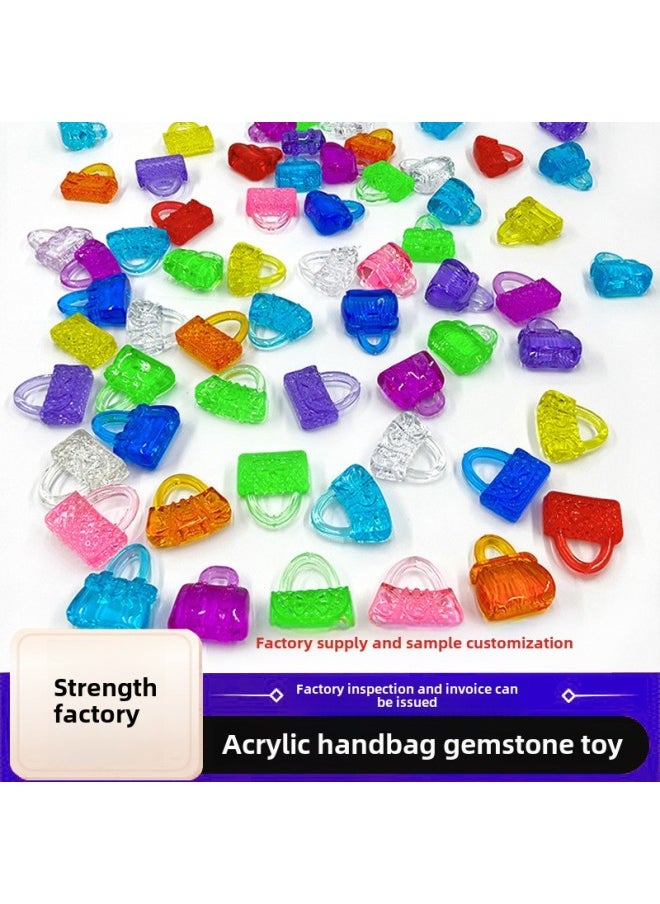 Plastic Gem Color Crystal Diamond Handbag Colorful Princess Play House Game Archaeological Digging Gem Game Toy-Color:30#Flat Bottom Round Diamonds (half A Pound)