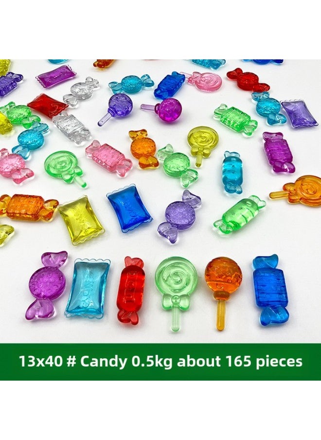 Plastic Gem Color Crystal Diamond Handbag Colorful Princess Play House Game Archaeological Digging Gem Game Toy-Color:30#Flat Bottom Round Diamonds (half A Pound)