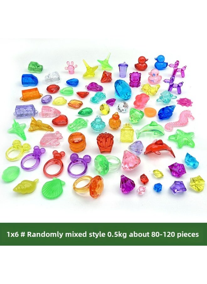 Plastic Gem Color Crystal Diamond Handbag Colorful Princess Play House Game Archaeological Digging Gem Game Toy-Color:30#Flat Bottom Round Diamonds (half A Pound)