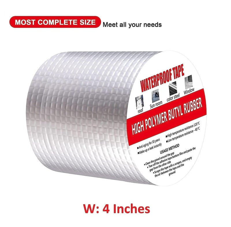 Rewup Super Strong Adhesive Waterproof Permanent Repair Aluminum Butyl Tape Rubber Foil Suitable for Roof Leak, surface Crack, Window Sill Gap, Boat Sealing, Home Renovation (10CM) - Image 2