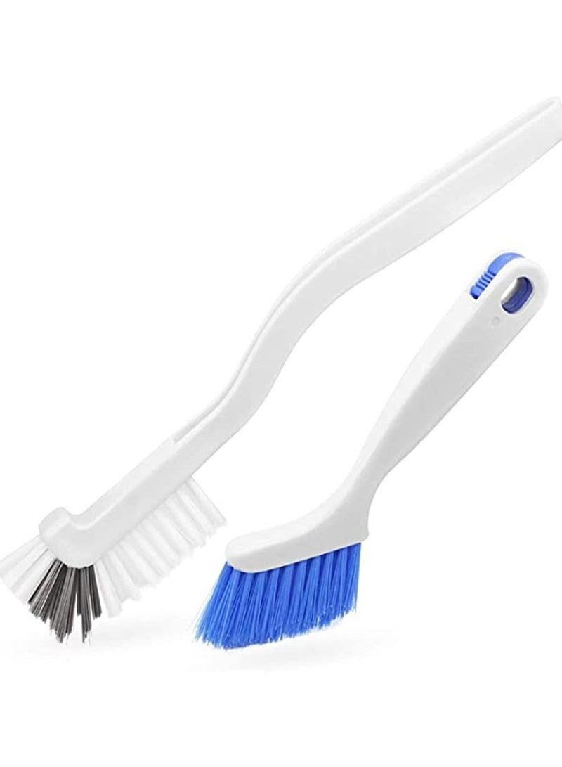 Cleaning Scrub Brush with Handle, 2 Pcs Small Stiff Scrub Brush for Cleaning Sink Scrub Brush, Bathroom Toilet Kitchen Edge Corner Floor Cleaner Brushes for Household Use, Window Track Cleaning Brush - Image 1
