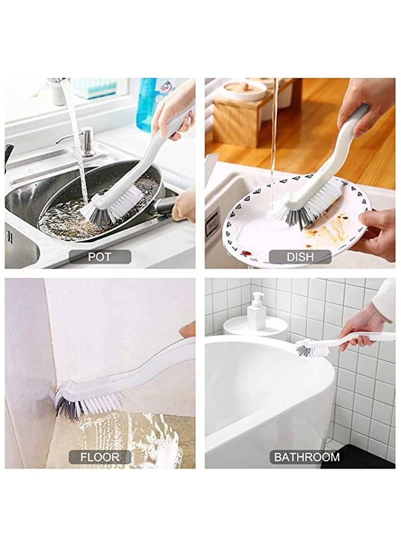 Cleaning Scrub Brush with Handle, 2 Pcs Small Stiff Scrub Brush for Cleaning Sink Scrub Brush, Bathroom Toilet Kitchen Edge Corner Floor Cleaner Brushes for Household Use, Window Track Cleaning Brush - Image 5