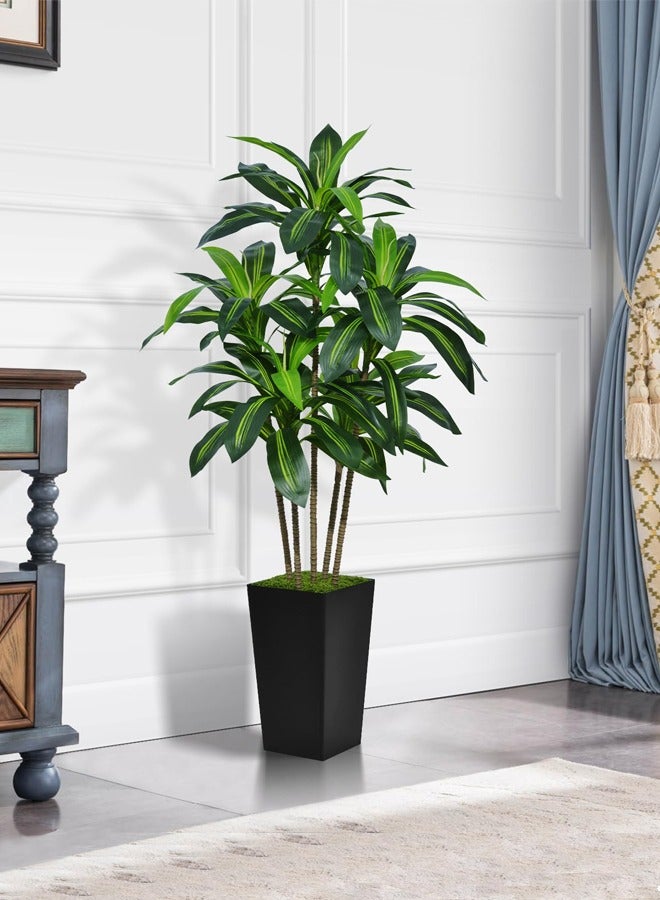 زفيزفيا شجرة دراسينا صناعية بارتفاع 150 سم – شجرة مزيفة بأصيص أسود طويل – نبات يوكا استوائي صناعي للديكور الداخلي في المنزل أو المكتب أو غرفة المعيشة - Image 1