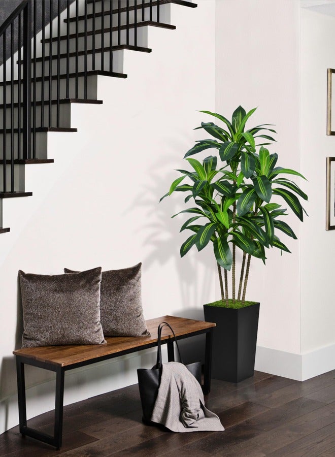 زفيزفيا شجرة دراسينا صناعية بارتفاع 150 سم – شجرة مزيفة بأصيص أسود طويل – نبات يوكا استوائي صناعي للديكور الداخلي في المنزل أو المكتب أو غرفة المعيشة - Image 3