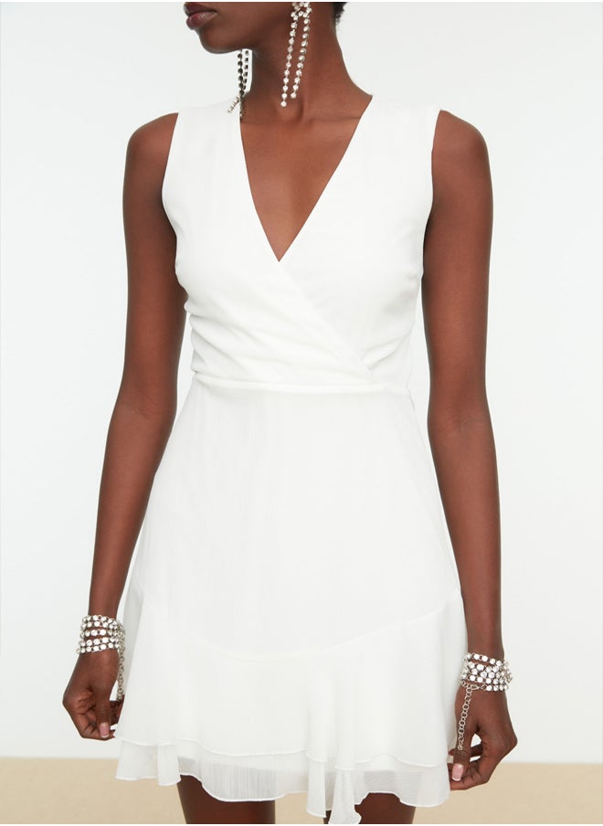 trendyol - Bridal Ecru A-Cut Back Detailed Woven Short Wedding/Wedding Elegant Evening Dress TPRSS21EL2345 - Image 1