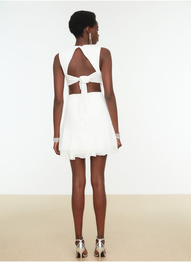 trendyol - Bridal Ecru A-Cut Back Detailed Woven Short Wedding/Wedding Elegant Evening Dress TPRSS21EL2345 - Image 1