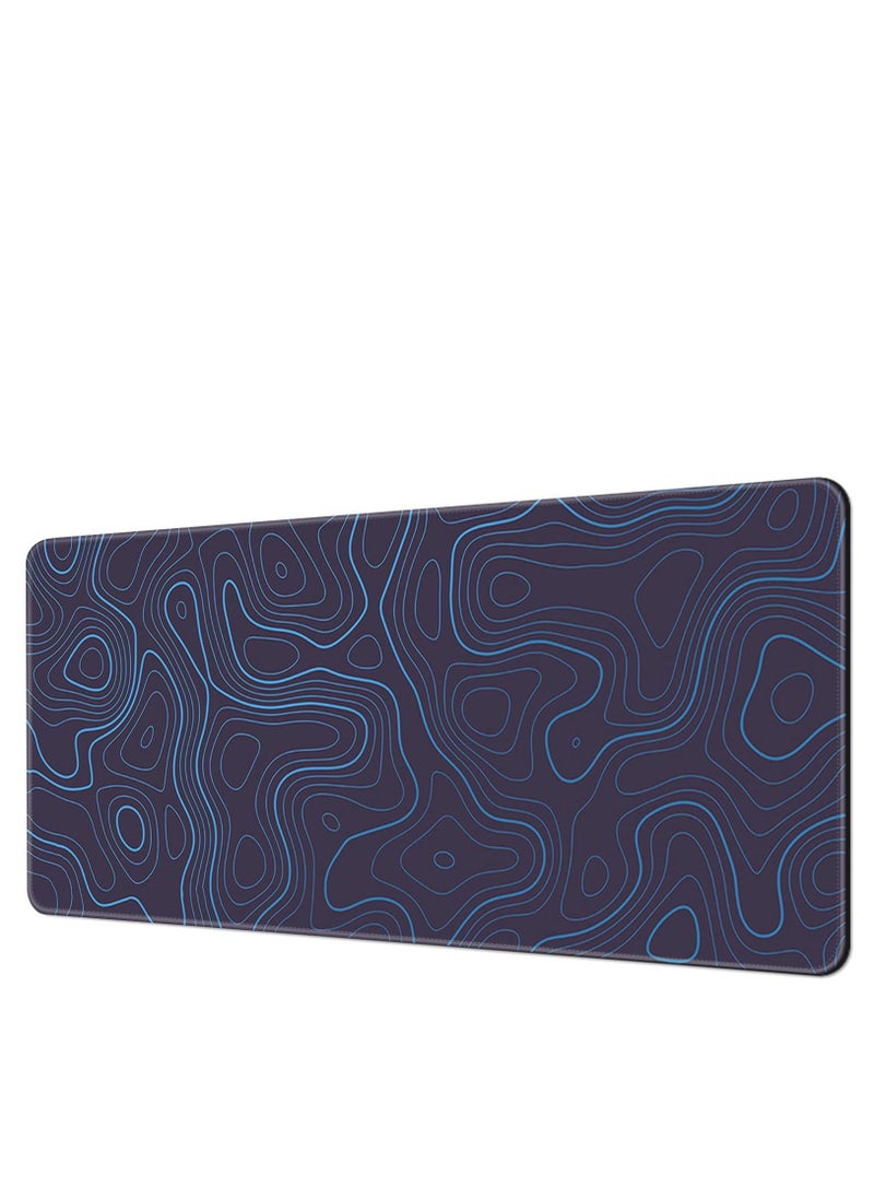 Arabest - Large Mouse Pad Extended Gaming Mouse Pad Anti-slip Rubber Base Desk Pad Desktop Mat Smooth Fabric Keyboard Mouse Pad 800 * 300 * 3mm Blue - Image 1