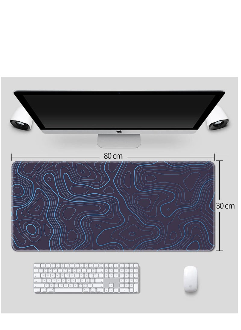 Arabest - Large Mouse Pad Extended Gaming Mouse Pad Anti-slip Rubber Base Desk Pad Desktop Mat Smooth Fabric Keyboard Mouse Pad 800 * 300 * 3mm Blue - Image 1