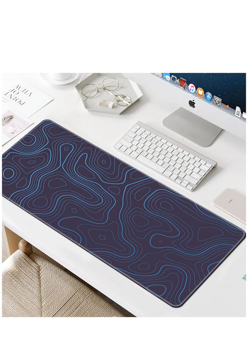 Arabest - Large Mouse Pad Extended Gaming Mouse Pad Anti-slip Rubber Base Desk Pad Desktop Mat Smooth Fabric Keyboard Mouse Pad 800 * 300 * 3mm Blue - Image 1