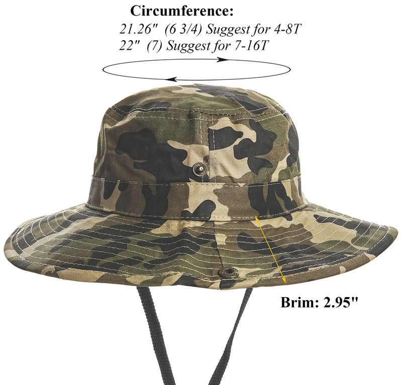 UTOWO Boys Camo Sun-Bucket-Hat Summer Outdoor Safari Fishing-Hat Boonie-Cap for Toddler Kids - Image 4