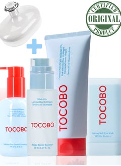 Tocobo Tocobo Pore Cleansing Oil 200ml, Soft Sun Stick, Coconut Cleansing Foam 150ml, Bifida Biome Essence 50ml & Face Scrubber | Comprehensive Skincare Set for Cleansing, Sun Protection, and Skin Health  - Image 1