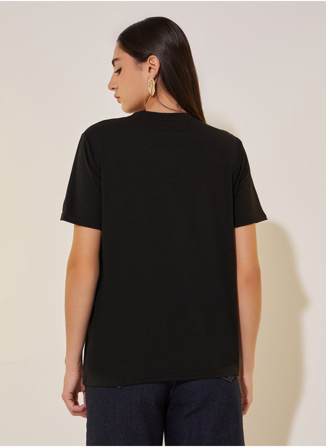 Take Two Take Two Embroidered Round Neck Short Sleeves T-Shirt  - Image 4