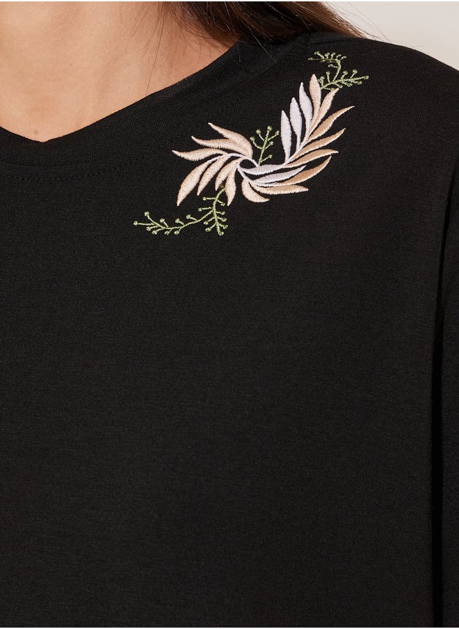 Take Two Take Two Embroidered Round Neck Short Sleeves T-Shirt  - Image 3