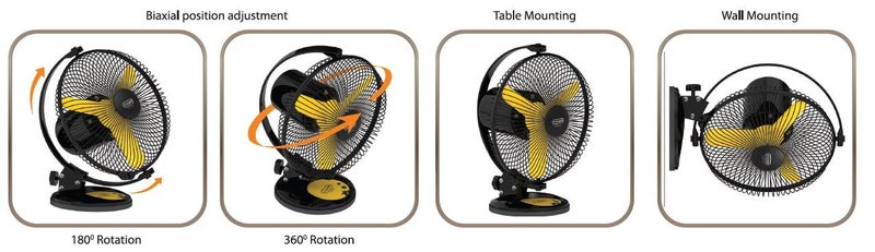 V-Guard Personal Fan- Selfee 225mm Yellow Black - Image 2