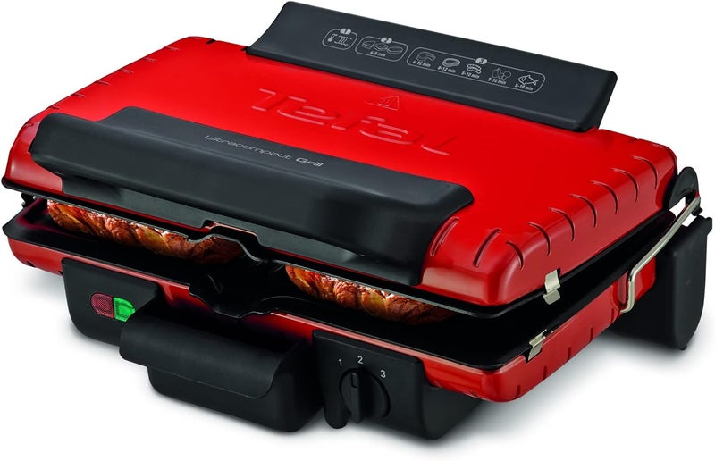 T-fal TEFAL Contact Grill |Ultracompact Grill| Adjustable Thermostat | 1700 W | 2 positions,Grill or Barbecue | Easy to clean | Removable dishwasher-safe juice tray | Red | 2 Years Warranty | GC302528 - Image 3