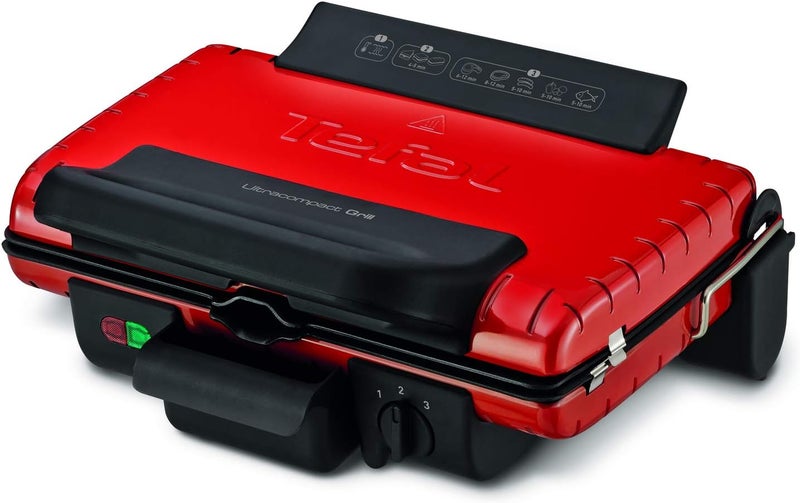 T-fal TEFAL Contact Grill |Ultracompact Grill| Adjustable Thermostat | 1700 W | 2 positions,Grill or Barbecue | Easy to clean | Removable dishwasher-safe juice tray | Red | 2 Years Warranty | GC302528 - Image 1