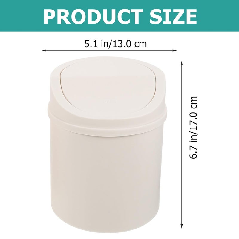 2pcs Small Desktop Waste Bins with Lid, White and Light Pink Mini Garbage Cans for Home Office, Compact Table Trash Cans for Living Room and Bedroom Use - Image 2