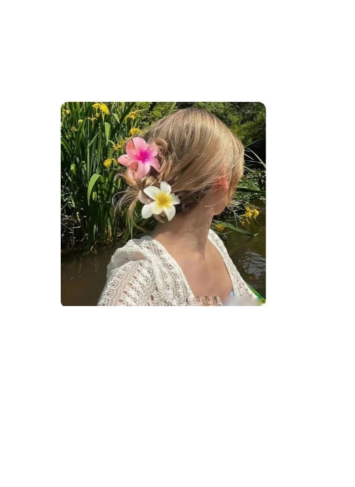 OASIS-TH 4 PCS With 4 Colors Flower Hair Clips Claw Clips For Women Girls Hawaiian Flower Clips  - Image 3