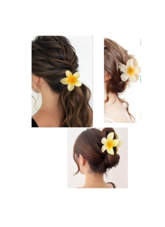 OASIS-TH 4 PCS With 4 Colors Flower Hair Clips Claw Clips For Women Girls Hawaiian Flower Clips  - Image 2