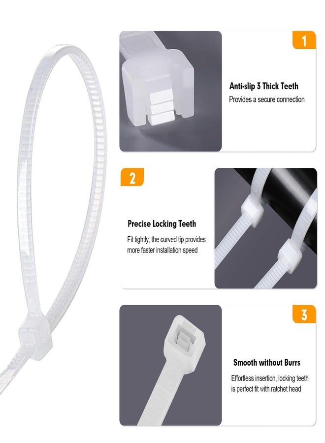 RAZCC Zip Ties, 1200pcs Cable Zip Ties 12 Inch, Heavy Duty White Plastic Wire Ties with 50lb Tensile Strength, Self-Locking Nylon Cable Ties, Wire Management for Indoor and Outdoor - Image 5