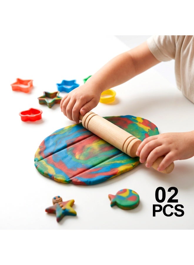Habibi Party 2 Pieces Wooden Craft Rolling Pins Set – 14 cm for Baking, Crafts & DIY Use - Image 1