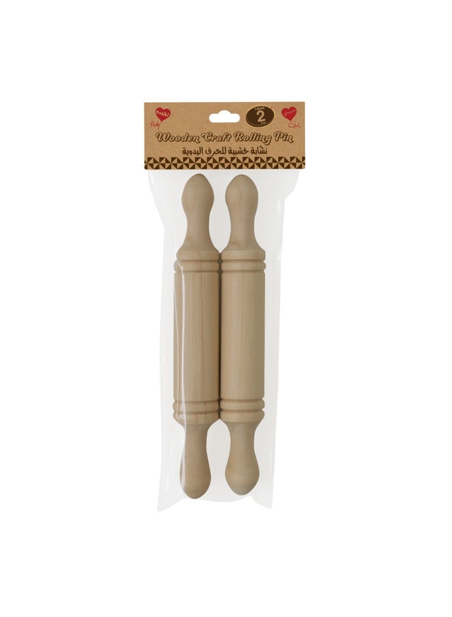 Habibi Party 2 Pieces Wooden Craft Rolling Pins Set – 14 cm for Baking, Crafts & DIY Use - Image 2