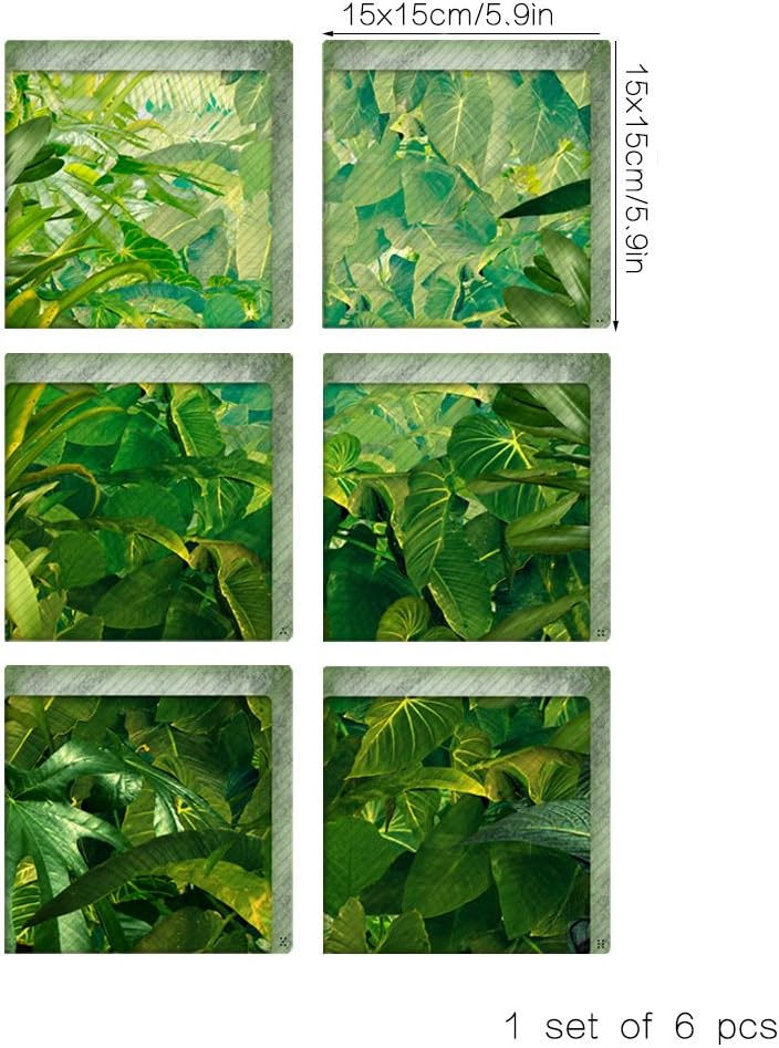ChezMax Bath Treads Stickers Tropical Forest Pattern Square 3D Adhesive Anti Slip Tub Tattoos Safety Decals Mat Waterproof Shower Tub Sticker Bathtub Appliques for Bath Pools Home Decor 5.9" X 5.9" - Image 3
