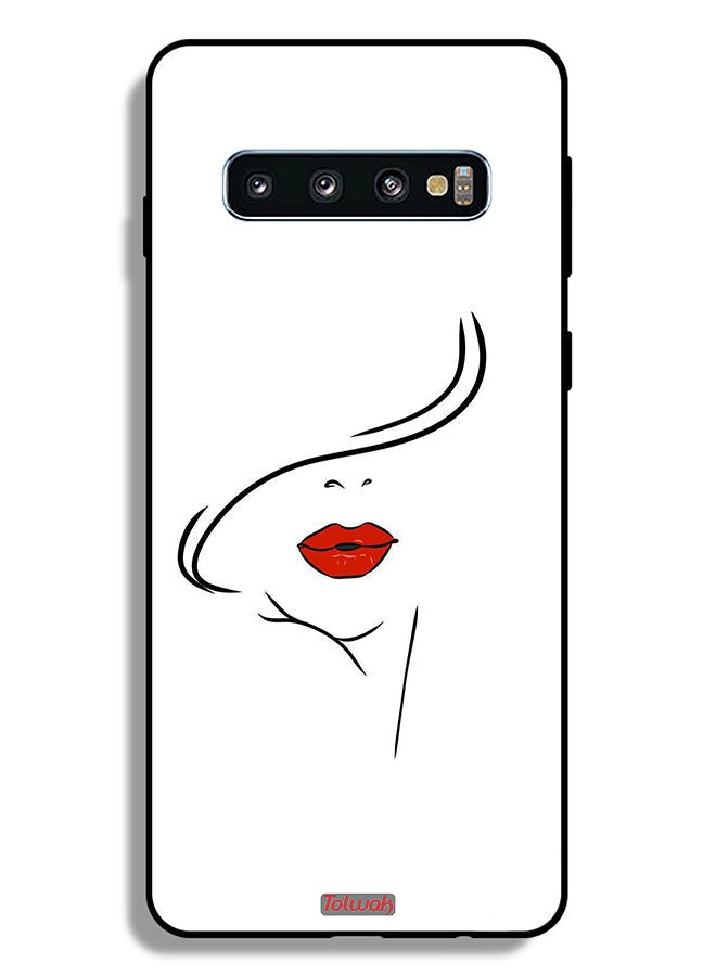 Tolwak Samsung Galaxy S10 Plus Protective Case Cover Girl Face Art - Image 2