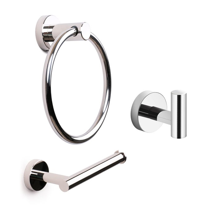BATHROOM HARDWARE SET 4 PIECES WALL MOUNT ACCESSORIES TOWEL HOOKS HAND TOWEL HOLDER TOWEL RING TOILET PAPER HOLDER MADE OF SUS 304 STAINLESS STEEL WITH BRUSHED FINISH