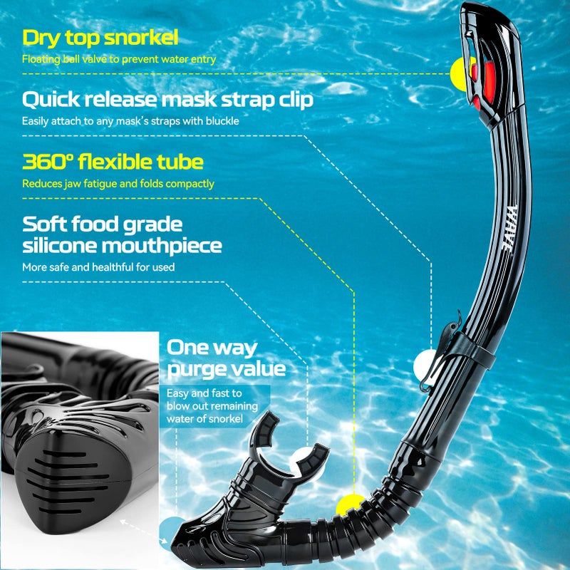 Wave Nearsighted Snorkel Gear, Nearsighted Snorkel Mask Nearsighted Snorkel Set for Adult Youth, Shortsighted Diving Mask & Dry Top Snorkel with Detachable Camera Mount for Scuba Diving, Snorkeling - Image 5