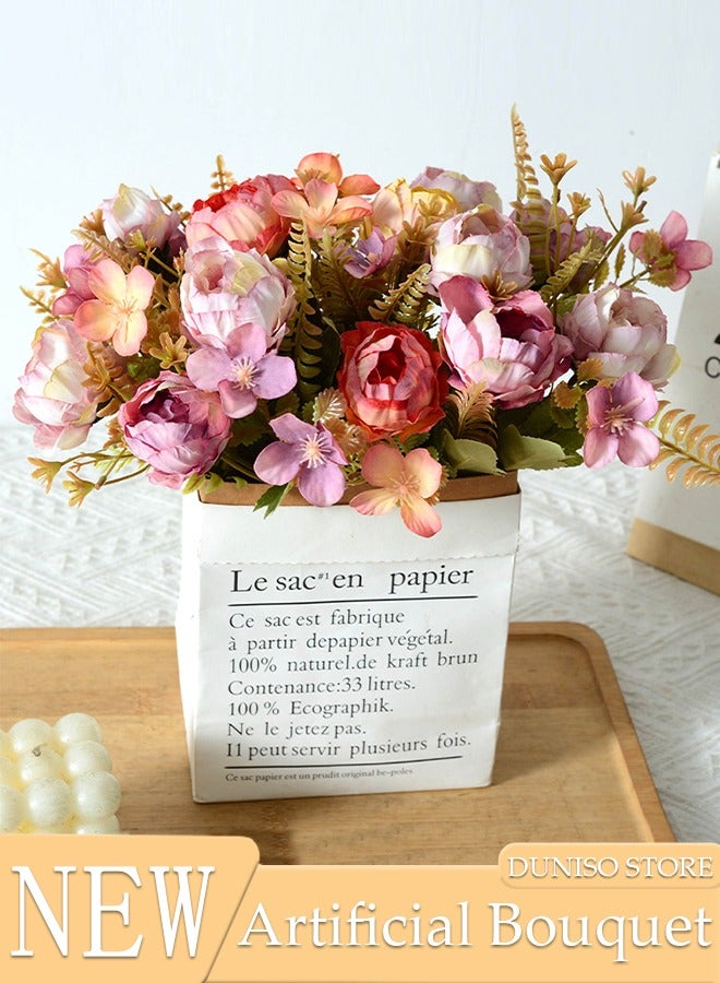 DUNISO Artificial Flowers Table Centerpieces Decor Fake Silk Flowers Bouquets Arrangement for Home Room Office Party Table Flowers Decoration Wedding Table Centerpieces - Image 1