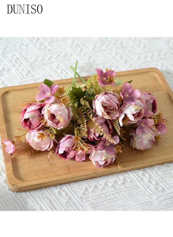 DUNISO Artificial Flowers Table Centerpieces Decor Fake Silk Flowers Bouquets Arrangement for Home Room Office Party Table Flowers Decoration Wedding Table Centerpieces - Image 5