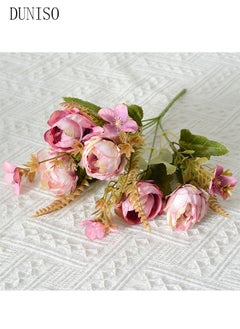 DUNISO Artificial Flowers Table Centerpieces Decor Fake Silk Flowers Bouquets Arrangement for Home Room Office Party Table Flowers Decoration Wedding Table Centerpieces  - Image 3