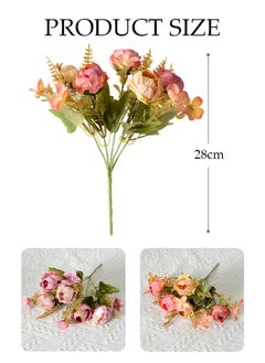 DUNISO Artificial Flowers Table Centerpieces Decor Fake Silk Flowers Bouquets Arrangement for Home Room Office Party Table Flowers Decoration Wedding Table Centerpieces  - Image 2