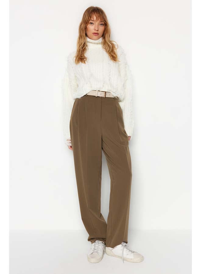 trendyol Ecru Crop Soft Textured Turtleneck Knitwear Sweater TWOAW24KZ00215 - Image 3
