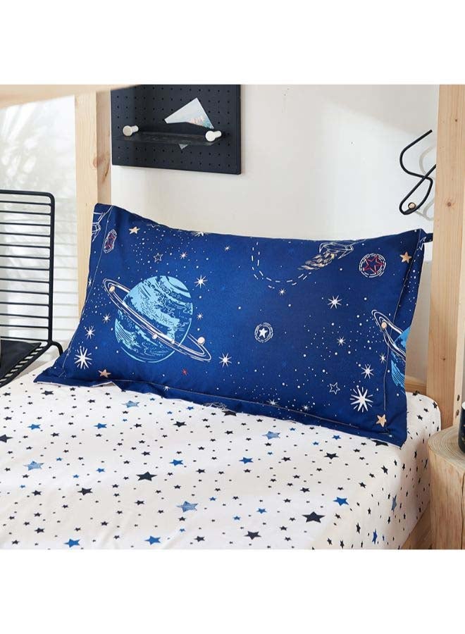 NIBEMINENT 4-Piece European Style Galaxy Theme Printed Duvet Cover Set Polyester White/Blue - Image 3