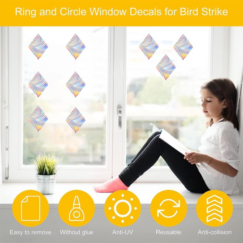 Shawula 75pcs من ملصق الماس المضاد للالتصاق نافذة Stic Clings مكافحة النافذة المضادة للتصادم لإنقاذ الطيور من تصادمات النافذة - Image 4