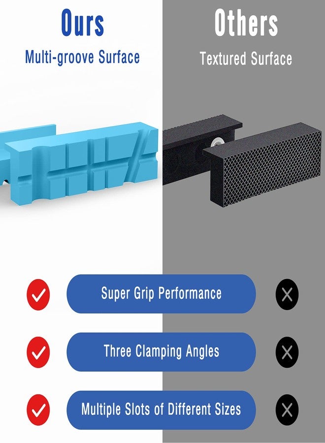 Housolution 5 Inch Magnetic Vise Jaw Pads Covers, 1 Pair Retention Vice Jaw Pads Universal Jaw Covers with Multiple Angle Grooves Design, Vice Soft Jaws for Woodworking, Jewelry Making, Plumbing - Image 3