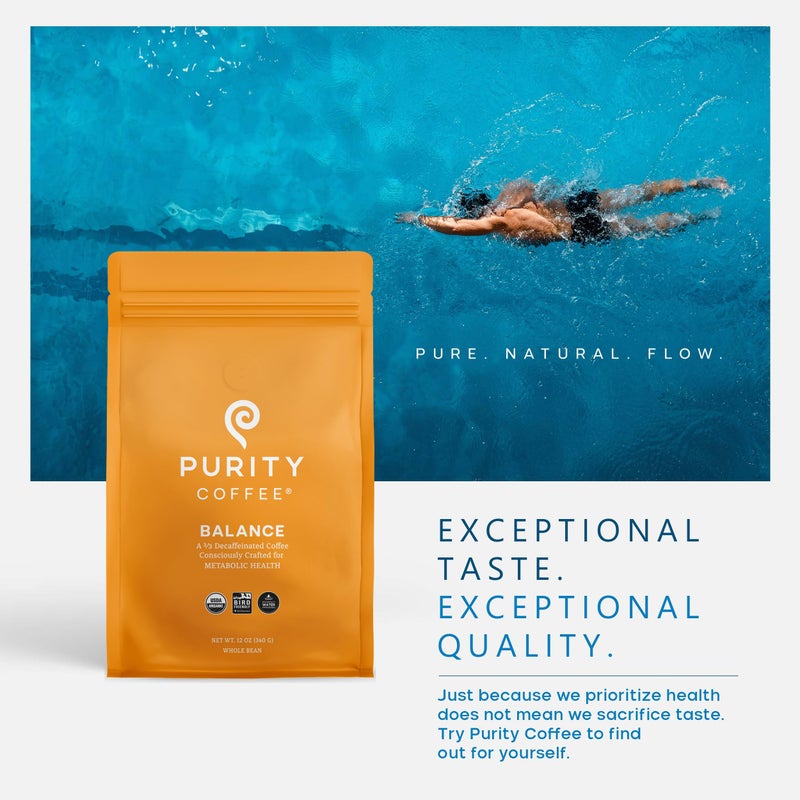 Purity Coffee BALANCE 2/3 Decaf Medium Roast Whole Bean (12oz Bag) | Specialty-Grade USDA Organic Mountain Water Decaffeinated + Arabica Blend | Third Party Tested for Mold, Mycotoxins & Pesticides - Image 5