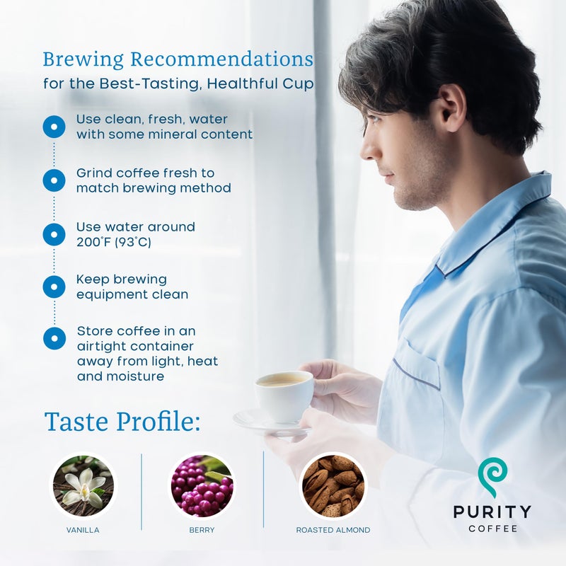 Purity Coffee BALANCE 2/3 Decaf Medium Roast Whole Bean (12oz Bag) | Specialty-Grade USDA Organic Mountain Water Decaffeinated + Arabica Blend | Third Party Tested for Mold, Mycotoxins & Pesticides - Image 4