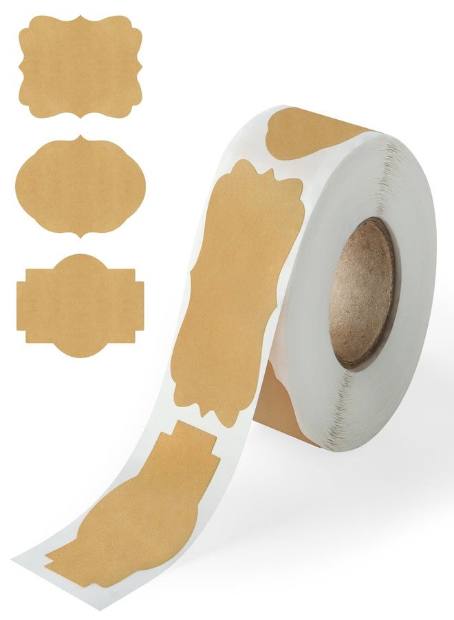 Imeepa 300PCS Kraft Label Stickers for Gifts, 2X1.2 inch Self-Adhesive Brown Labels, All-Purpose Blank Label Stickers for Jars, Bottles, Food, Cosmetic, Present, Name Tags, Mason Jars Stickers, 3 Styles - Image 1