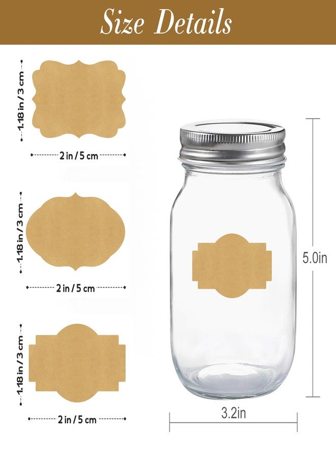Imeepa 300PCS Kraft Label Stickers for Gifts, 2X1.2 inch Self-Adhesive Brown Labels, All-Purpose Blank Label Stickers for Jars, Bottles, Food, Cosmetic, Present, Name Tags, Mason Jars Stickers, 3 Styles - Image 3