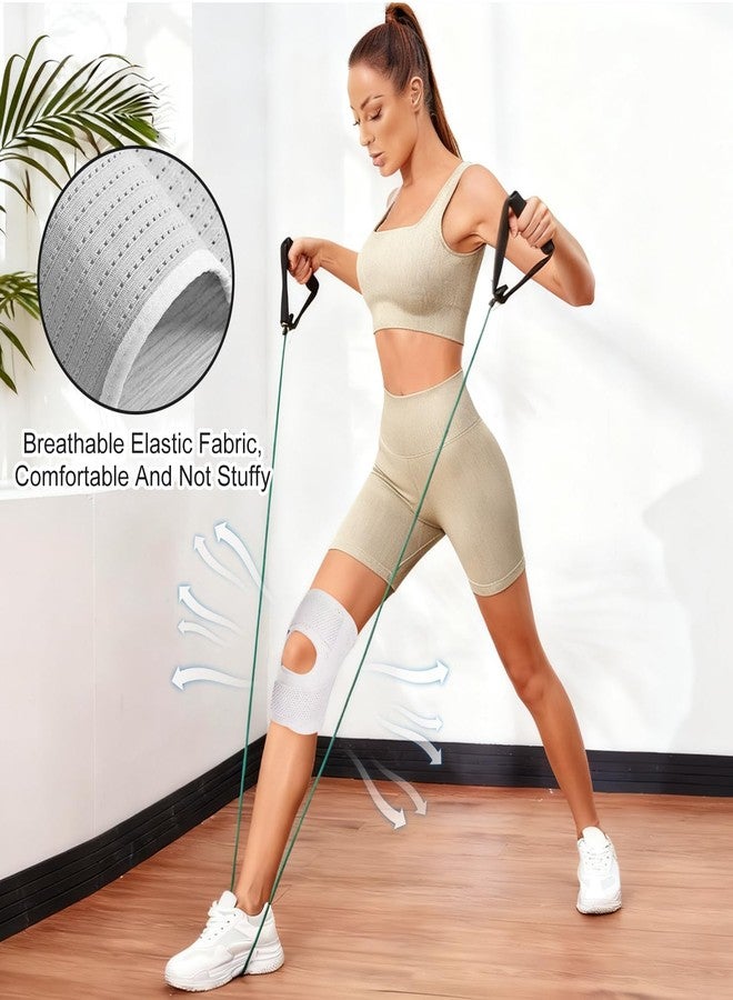 TecoKart دعامة الركبة القابلة للتعديل من TecoKart® لتخفيف الألم - حزام دعم الركبة القابل للتهوية للرجال والنساء، غطاء تثبيت الركبة للتعافي من الإصابات، التهاب المفاصل والاستخدام الرياضي (الساق اليمنى، مقاس متوسط، أبيض) - Image 5