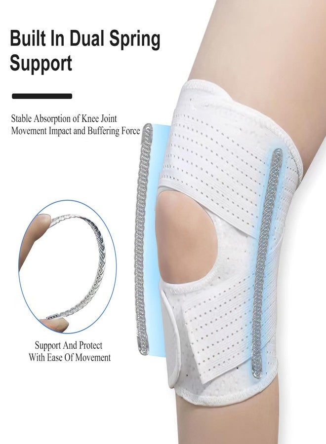 TecoKart دعامة الركبة القابلة للتعديل من TecoKart® لتخفيف الألم - حزام دعم الركبة القابل للتهوية للرجال والنساء، غطاء تثبيت الركبة للتعافي من الإصابات، التهاب المفاصل والاستخدام الرياضي (الساق اليمنى، مقاس متوسط، أبيض) - Image 2