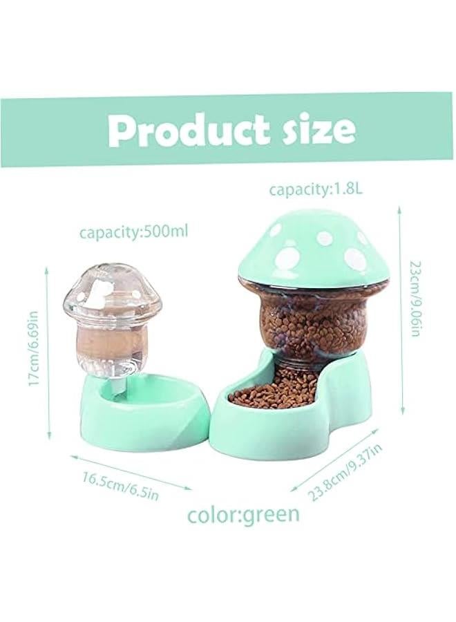 Cat Food and Water Bowls, Pet Food Feeder Self-Dispensing Cat Feeder Pet Dry Food Dispenser Pet Waterer for Small Medium Big Pets Green - Image 3