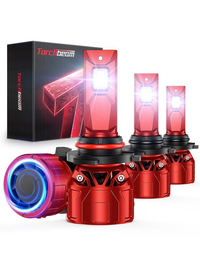 Torchbeam 9005 9006 Fog Lights, 72000LM HB3 HB4 Bulbs with 360° Adjustable Ring, Cooling Fan and U-Shape Cooling Tube, 6500K White, 3 Mins Installation, Pack of 4 - Image 1